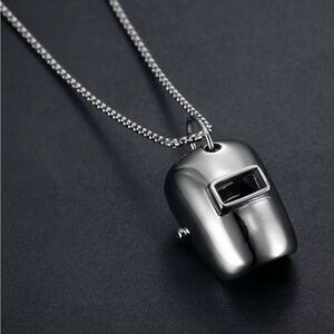 Welder Helmet Stainless Steel Pendant with Titanium Chain